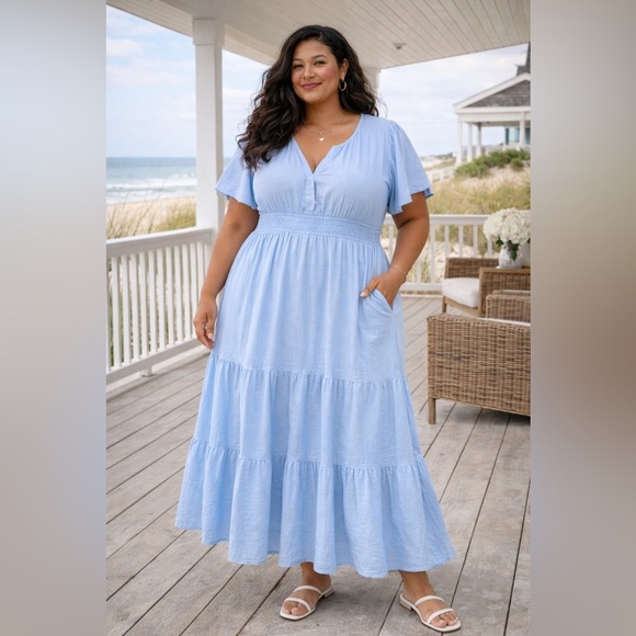 Called To Surf Dresses & Skirts - Citrus Called to Surf Shae Maxi Dress Light Blue Coastal Feminine Boho XXXL